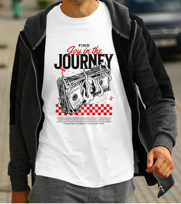 Find Joy In The Journey Dollar Bills Red Checker Elements T-Shirt
