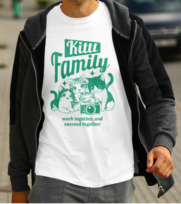 Kittl Family Work Together And Succeed Together Cats With Camera T-Shirt