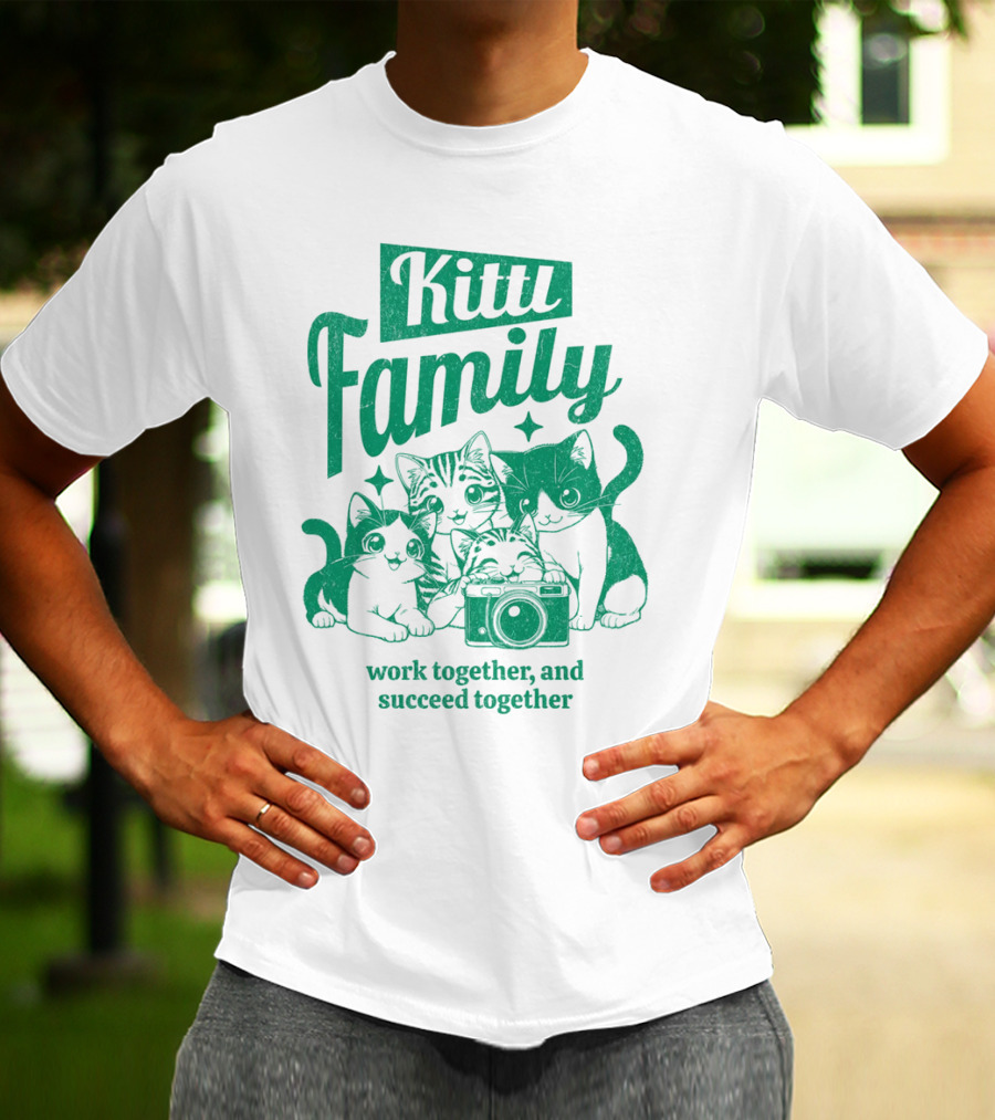 Kittl Family Work Together And Succeed Together Cats With Camera T-Shirt
