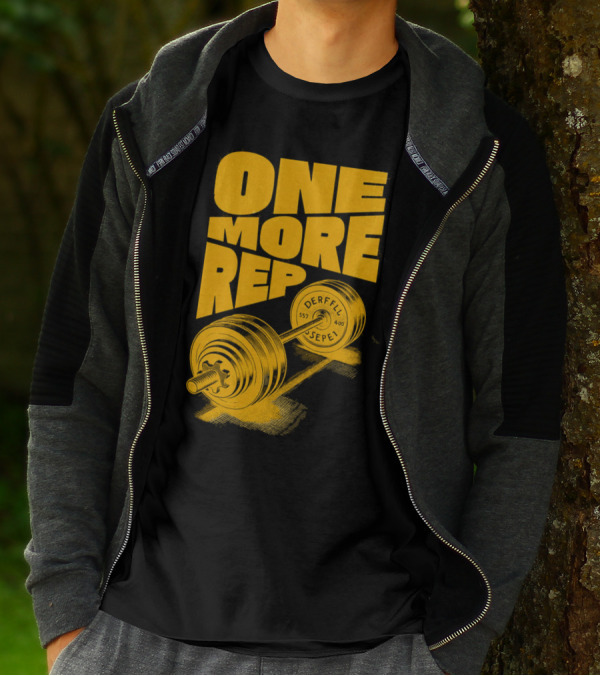 ONE MORE REP 552 DERFFIL SEPEL Barbell Motivation T-Shirt