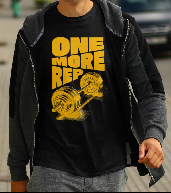 ONE MORE REP 552 DERFFIL SEPEL Barbell Motivation T-Shirt
