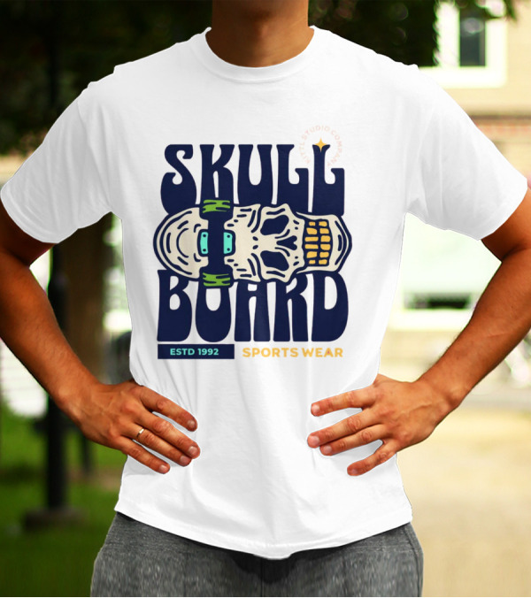 SKULL BOARD ESTD 1992 SPORTS WEAR KTTTL STUDIO COMPANY T-Shirt