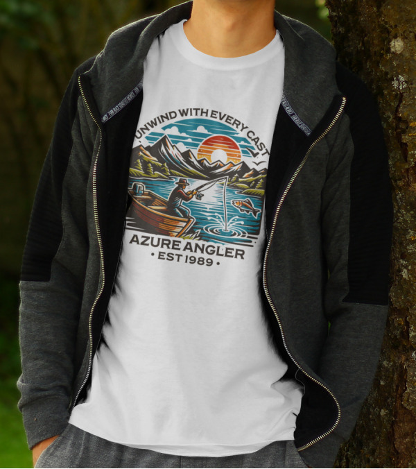 Unwind With Every Cast Azure Angler Est 1989 T-Shirt
