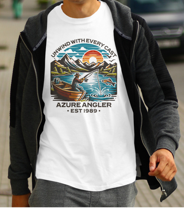 Unwind With Every Cast Azure Angler Est 1989 T-Shirt