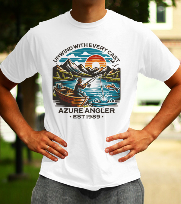 Unwind With Every Cast Azure Angler Est 1989 T-Shirt