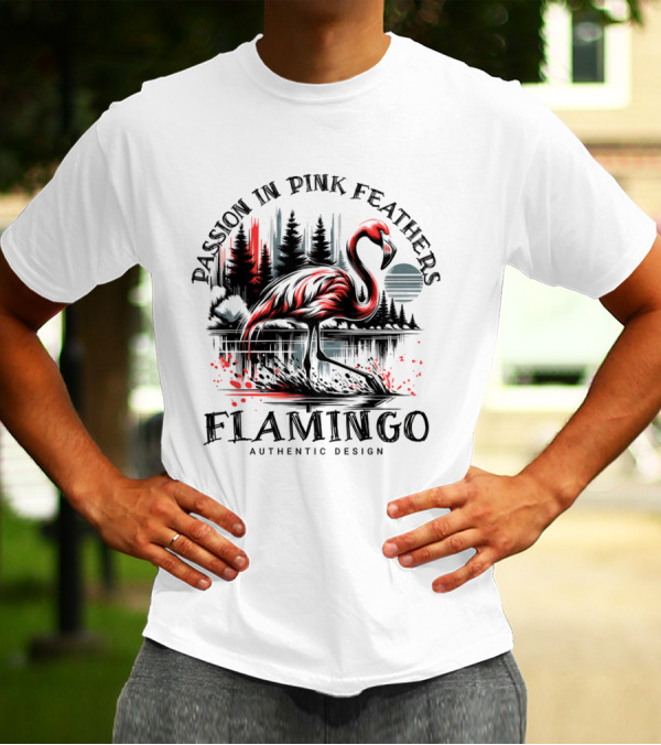 Passion In Pink Feathers Flamingo Authentic T-Shirt