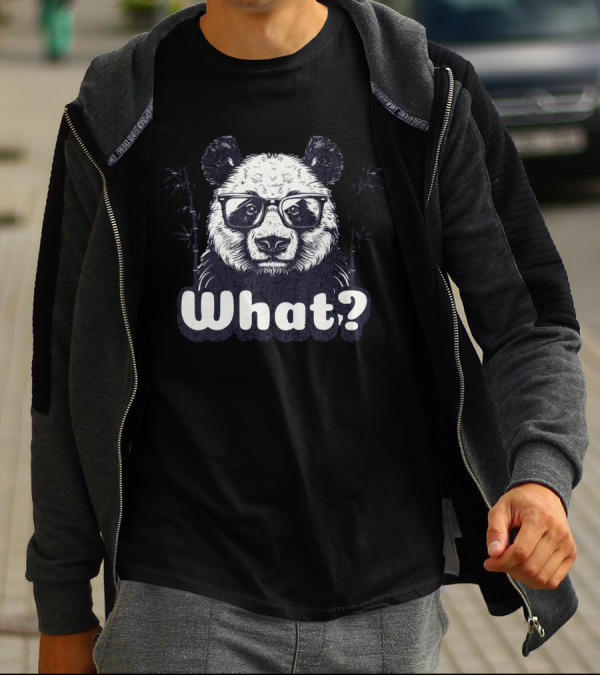 Panda With Glasses And Bamboo What? T-Shirt