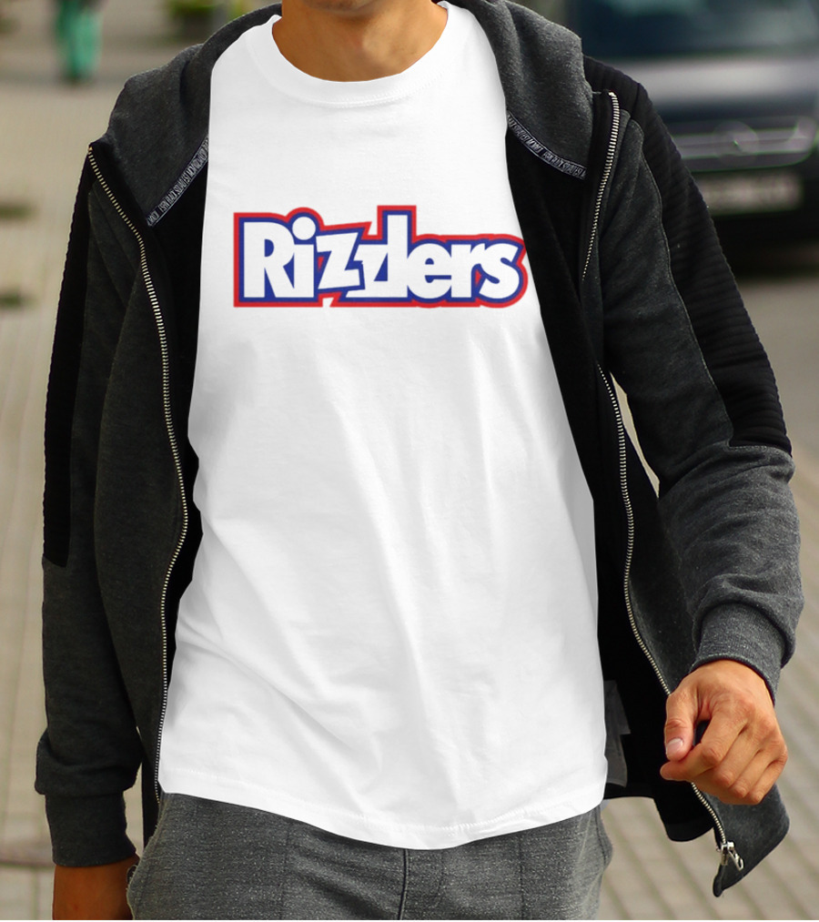 Rizzlers Bold Red And Blue Retro Font T-Shirt