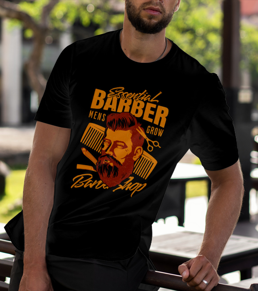Essential Barber Mens Grow Barber Shop T-Shirt