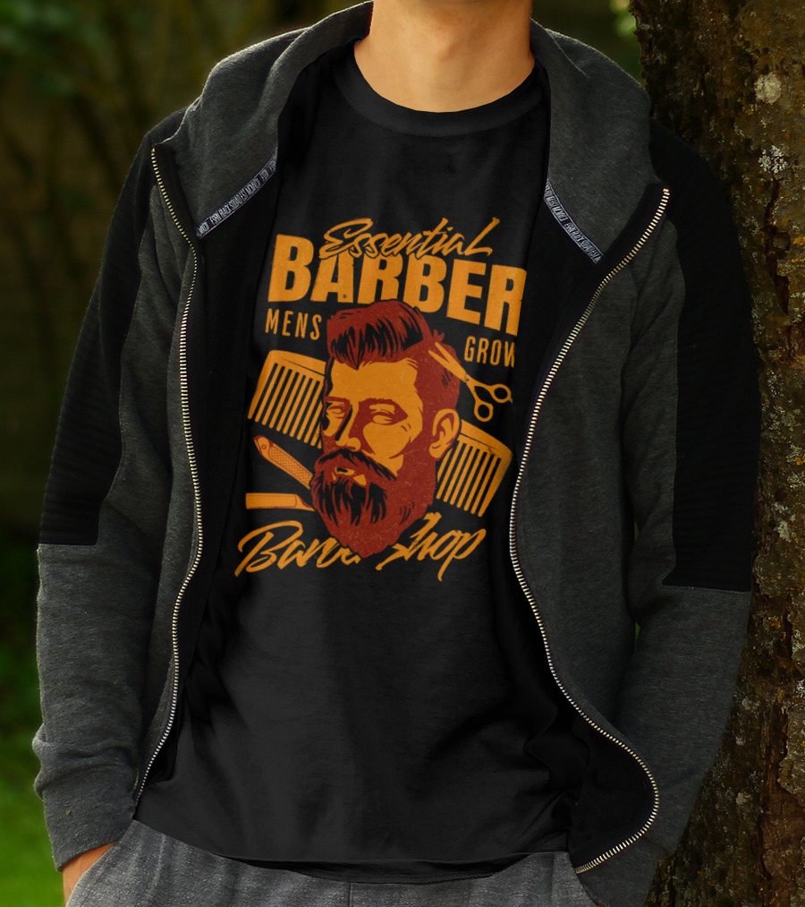 Essential Barber Mens Grow Barber Shop T-Shirt