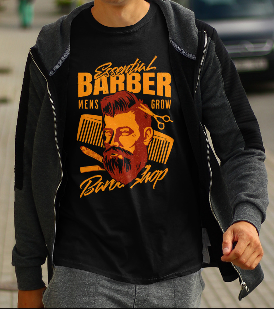 Essential Barber Mens Grow Barber Shop T-Shirt