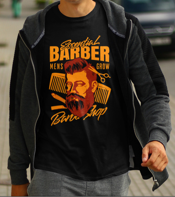 Essential Barber Mens Grow Barber Shop T-Shirt