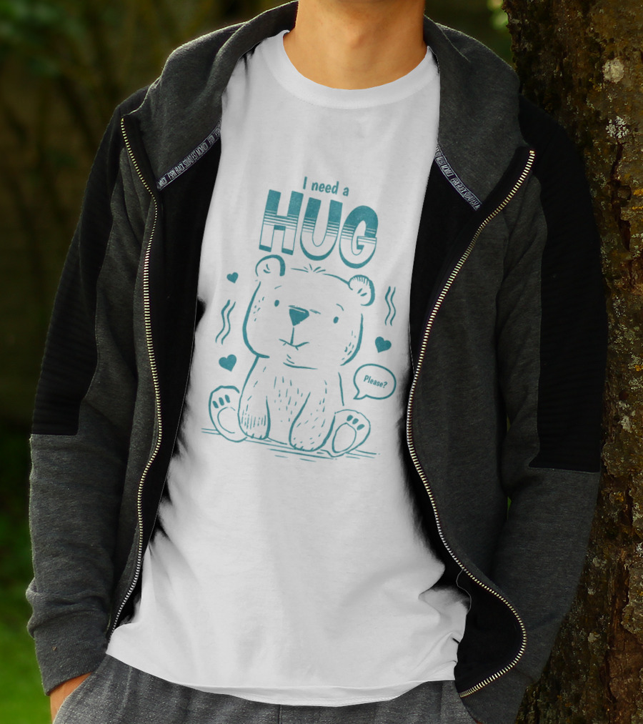 I Need A Hug Please Bear With Hearts T-Shirt