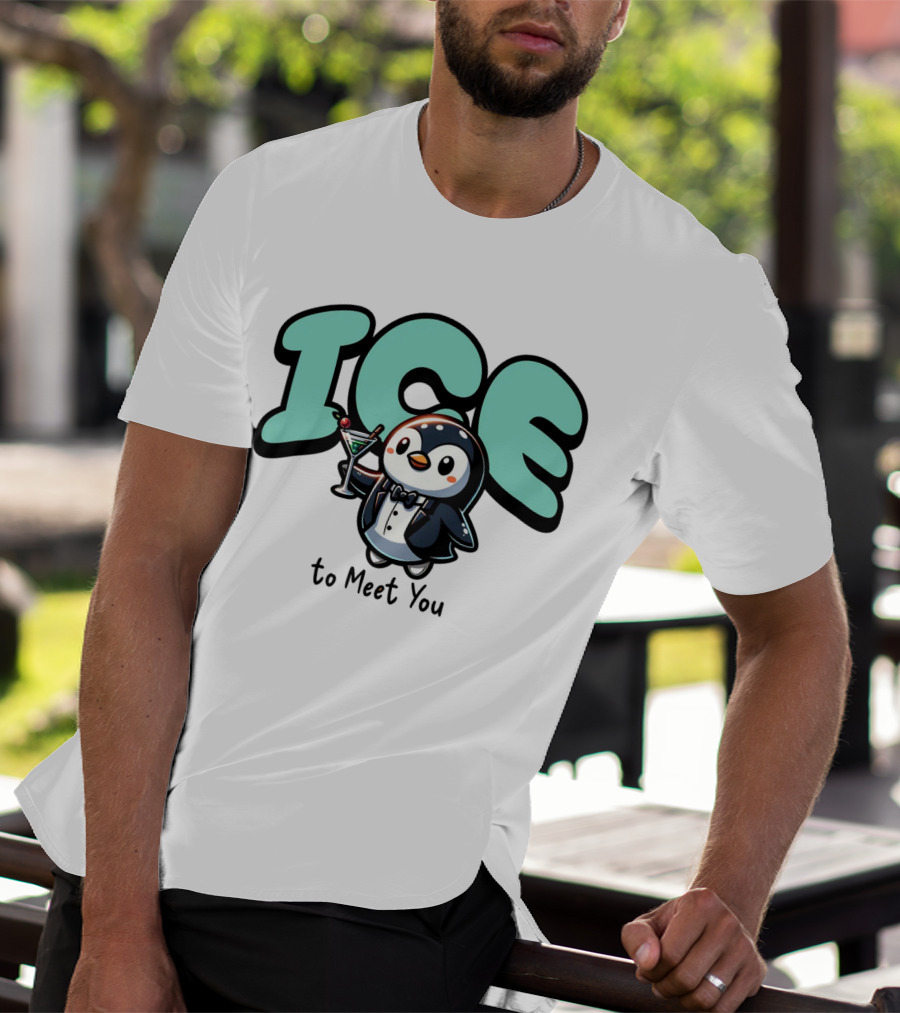 ICE To Meet You Penguin Martini Charm T-Shirt