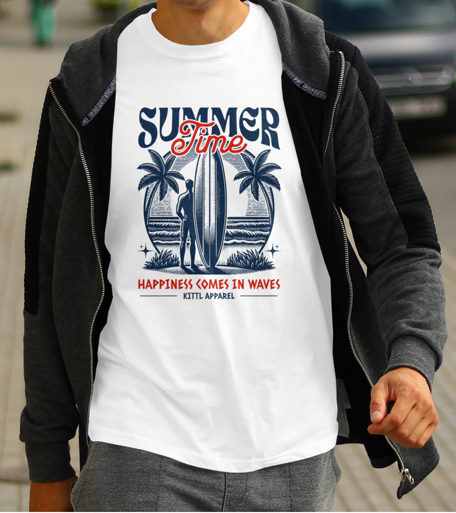 Summer Time Happiness Comes In Waves Kittl T-Shirt