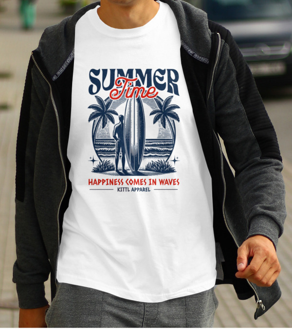 Summer Time Happiness Comes In Waves Kittl T-Shirt