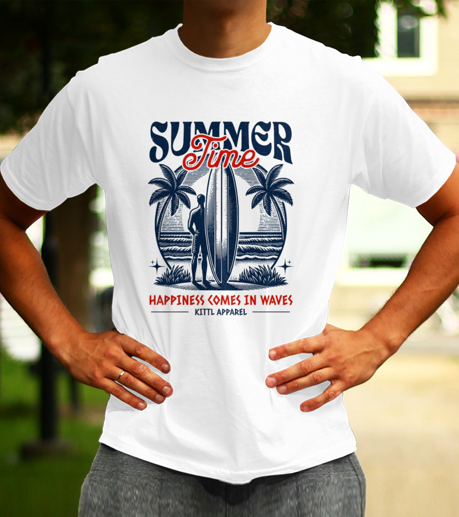 Summer Time Happiness Comes In Waves Kittl T-Shirt
