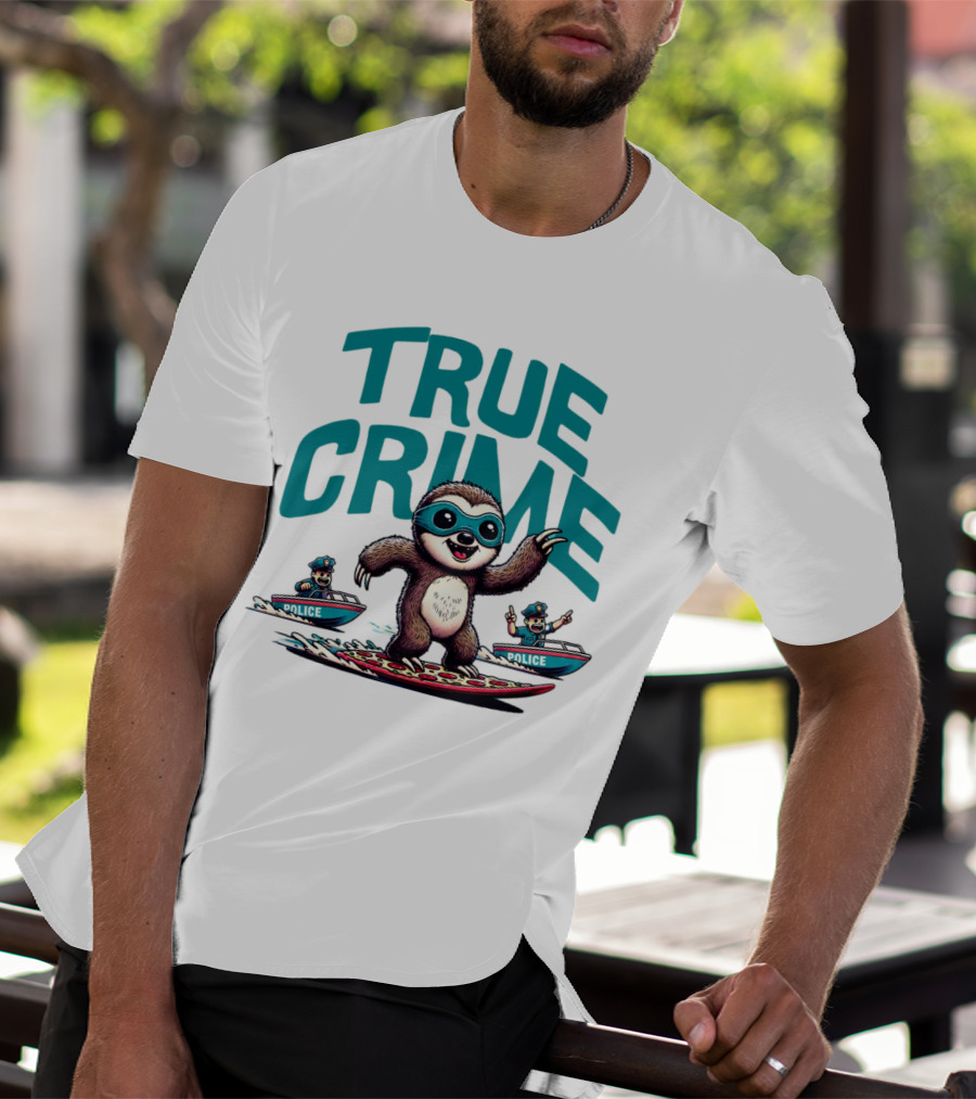 True Crime Sloth Surfing Police Chase T-Shirt