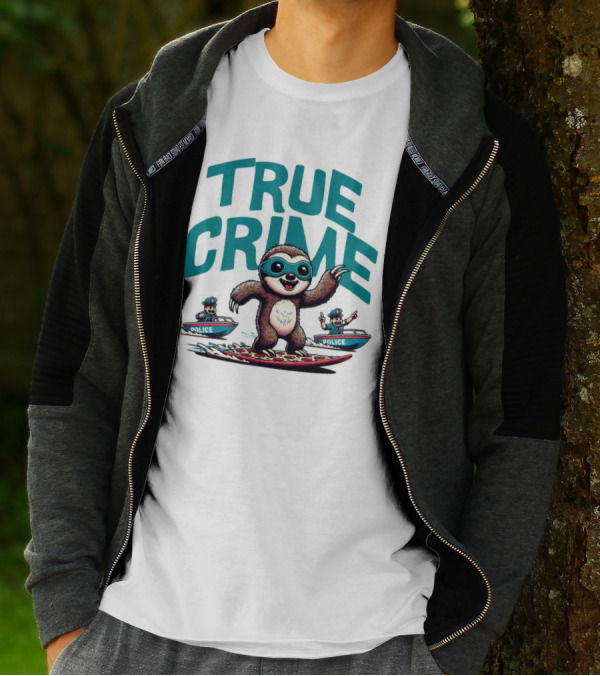 True Crime Sloth Surfing Police Chase T-Shirt
