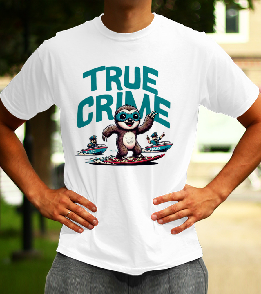 True Crime Sloth Surfing Police Chase T-Shirt