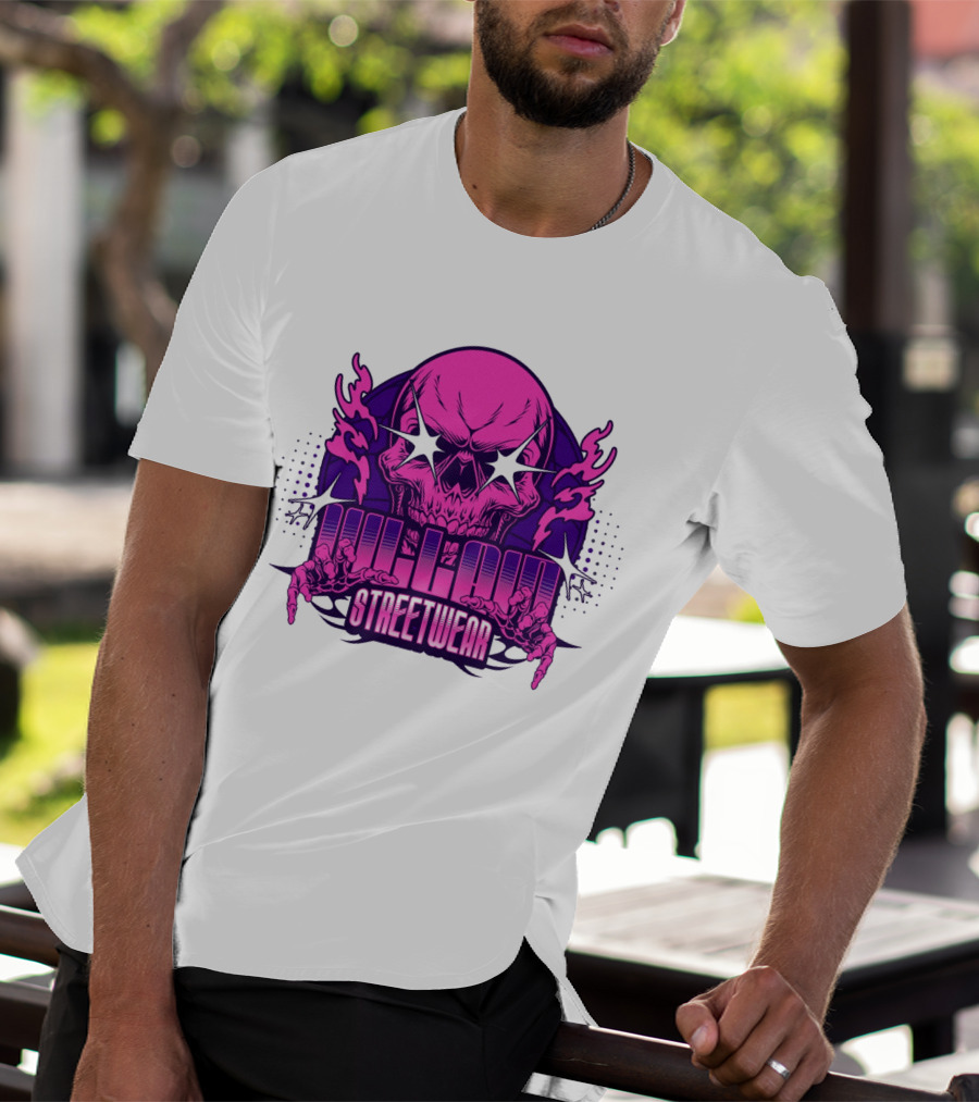 Villain Streetwear Skull Flames Urban Gothic Aesthetic T-Shirt