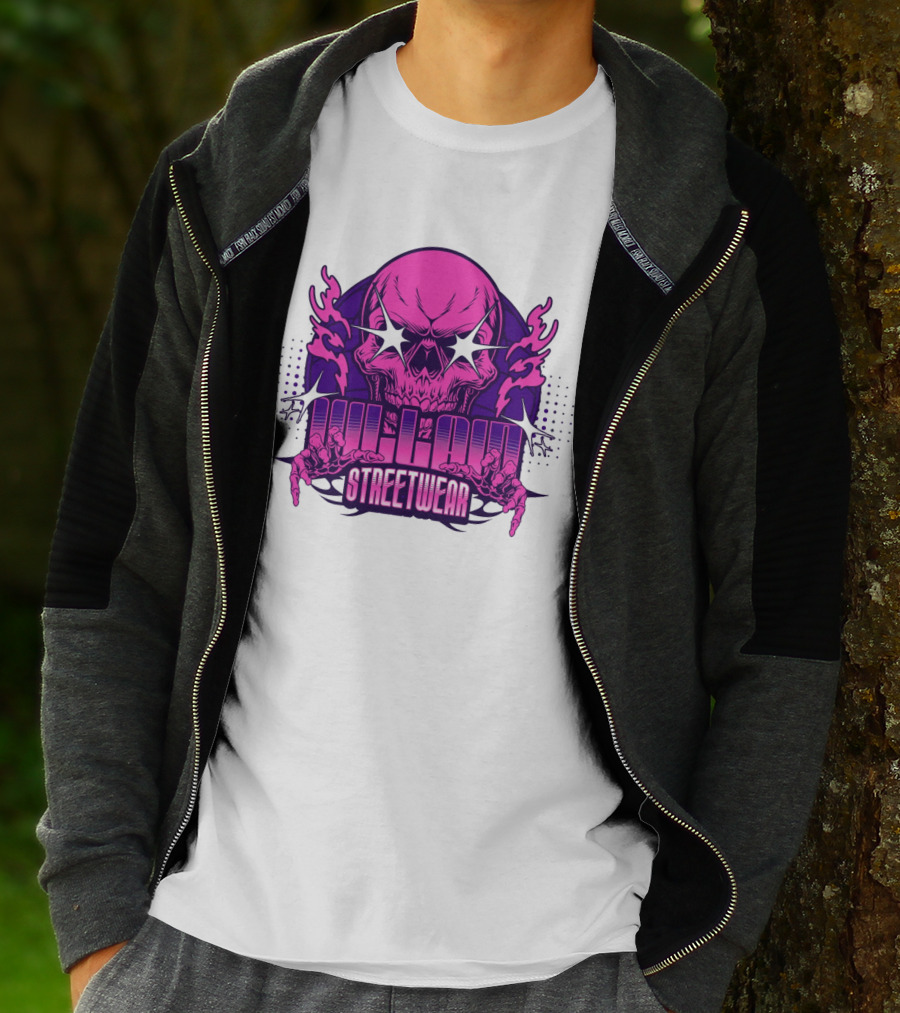 Villain Streetwear Skull Flames Urban Gothic Aesthetic T-Shirt
