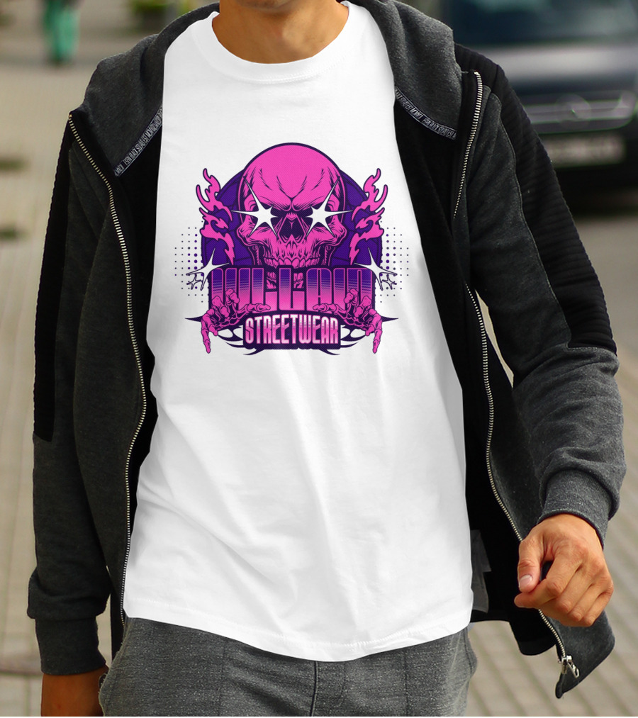 Villain Streetwear Skull Flames Urban Gothic Aesthetic T-Shirt