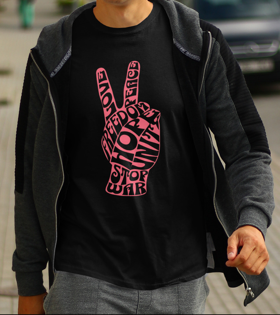 Love Peace Freedom Hope Unity Stop War 60s Challenge T-Shirt