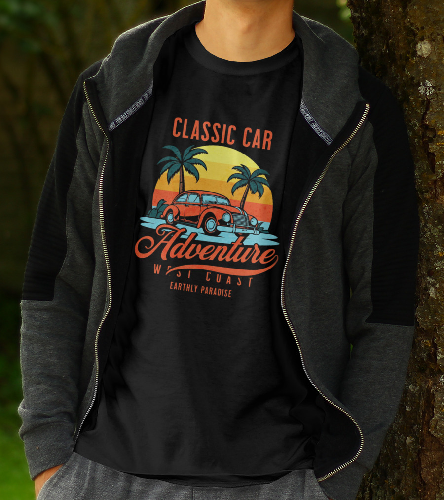Classic Car Adventure West Coast Earthly Paradise T-Shirt