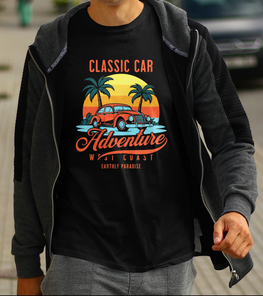 Classic Car Adventure West Coast Earthly Paradise T-Shirt