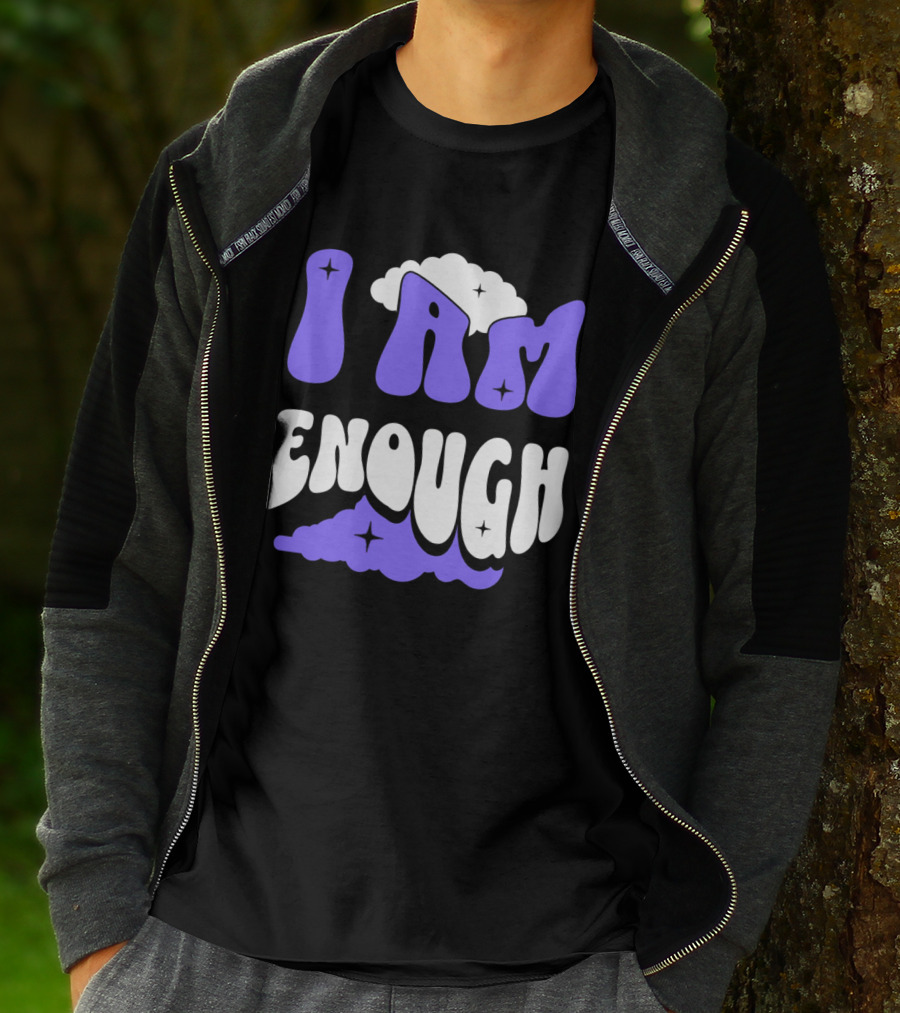 I Am Enough Groovy Cloud And Stars T-Shirt