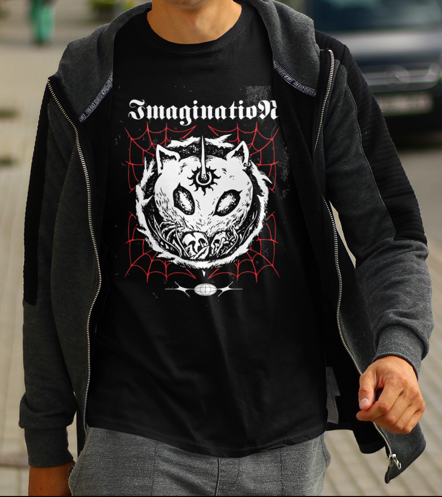 Imagination Fantasy Beast With Unicorn Horn And Spider Webs T-Shirt