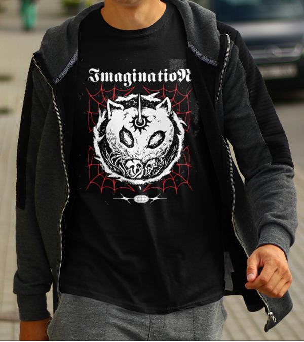 Imagination Fantasy Beast With Unicorn Horn And Spider Webs T-Shirt