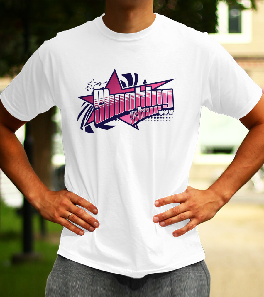 Shooting Star Pink Purple Stylized Text With Starburst Graphics T-Shirt