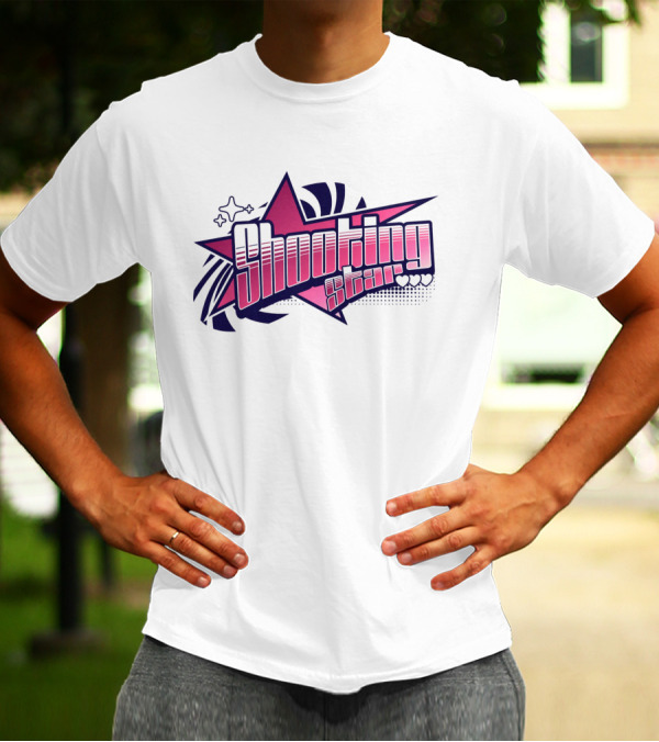Shooting Star Pink Purple Stylized Text With Starburst Graphics T-Shirt