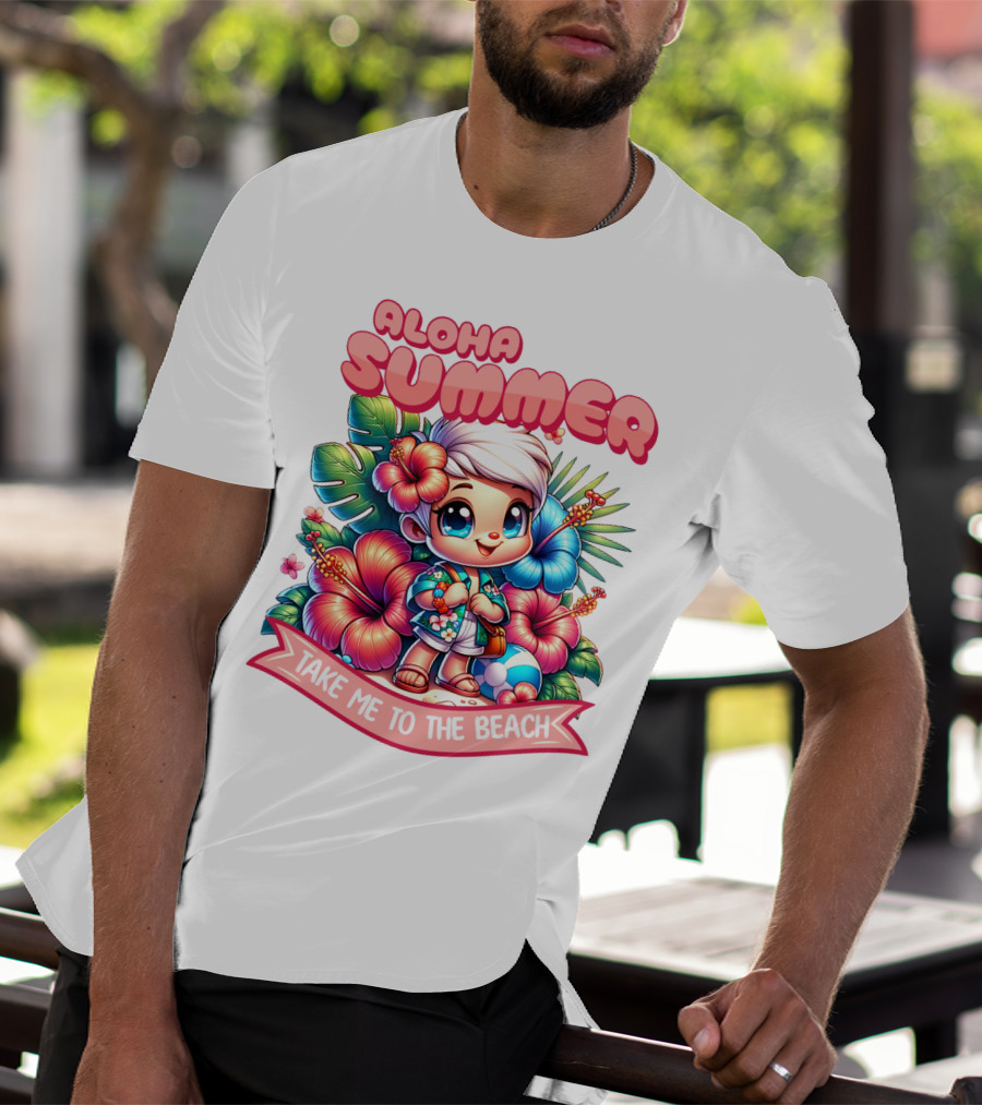 Aloha Summer Take Me To The Beach Hawaiian Tropical Cartoon T-Shirt