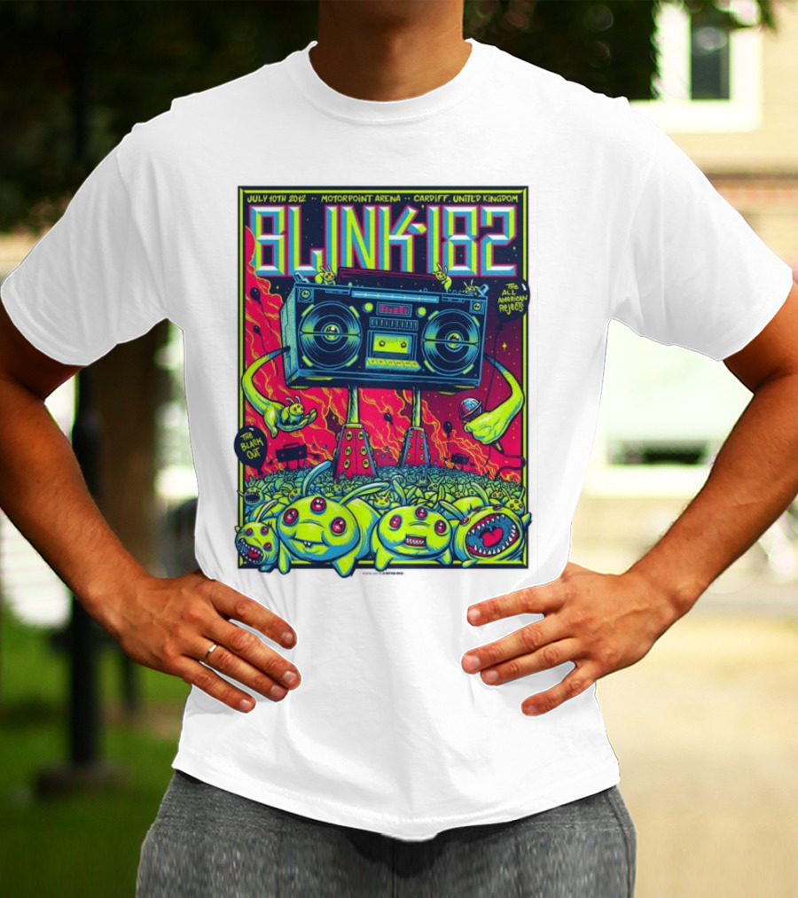 Blink-182 July 10th 2012 Motorpoint Arena Cardiff United Kingdom Boombox Alien Creature T-Shirt