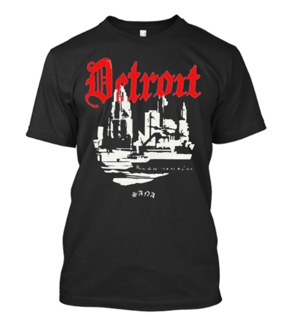 Distressed 3D Detroit Gothic Skyline T-Shirt