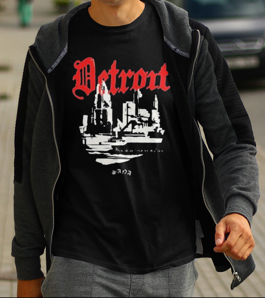 Distressed 3D Detroit Gothic Skyline T-Shirt