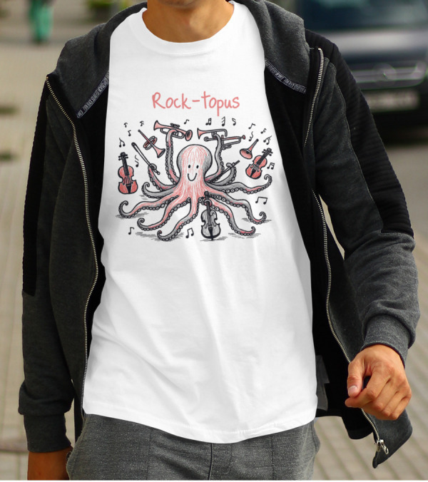 Rock-Topus Musical Octopus With Instruments And Notes T-Shirt