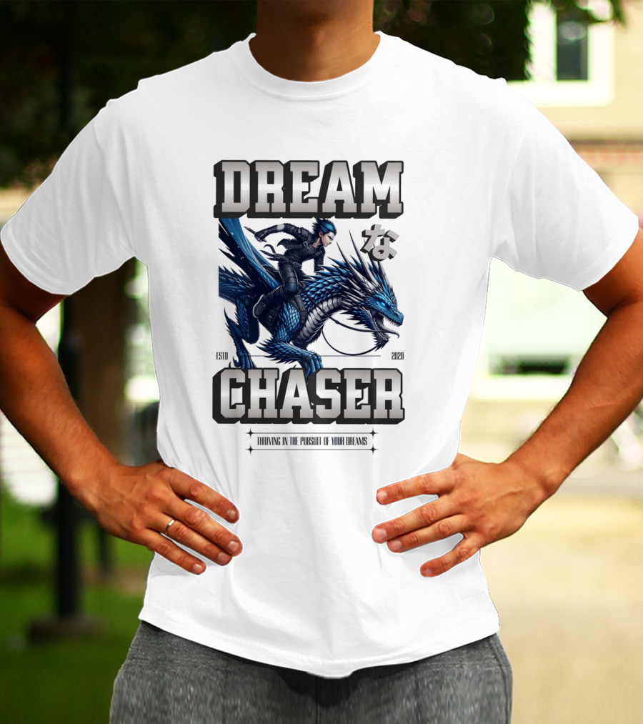 DREAM CHASER な Blue Dragon Rider T-Shirt