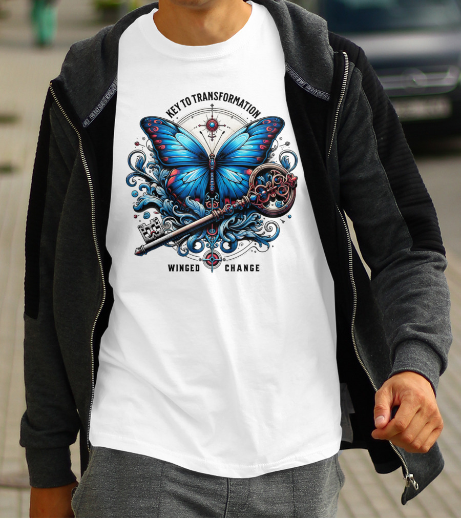 Key To Transformation Winged Change Butterfly And Key T-Shirt