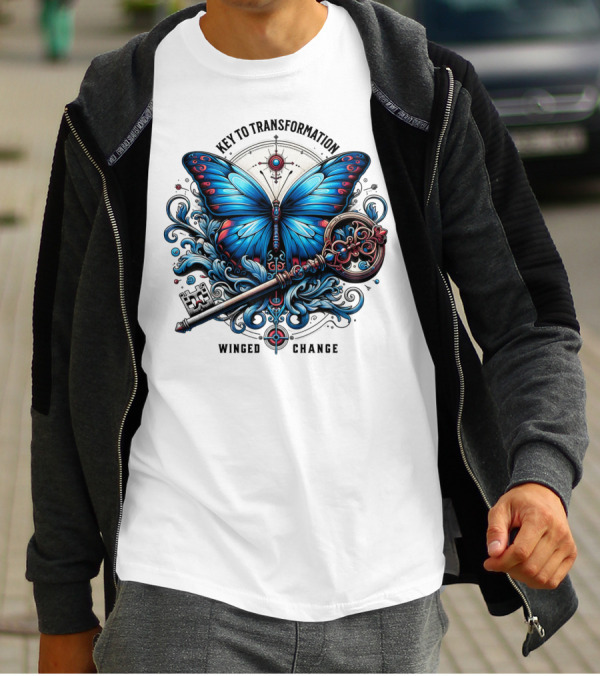 Key To Transformation Winged Change Butterfly And Key T-Shirt