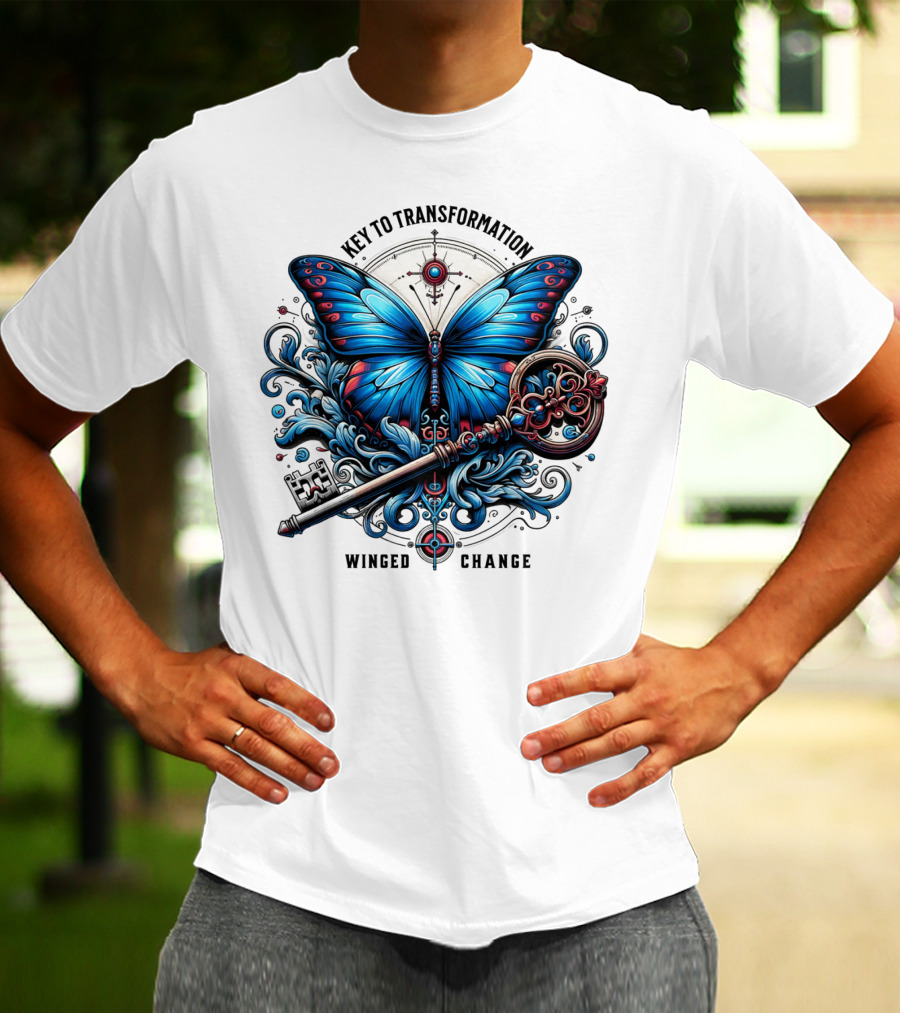 Key To Transformation Winged Change Butterfly And Key T-Shirt