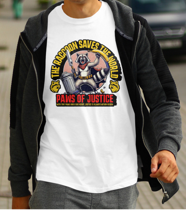 The Raccoon Saves The World Paws Of Justice Hero With Tiny Paws And A Big Heart T-Shirt