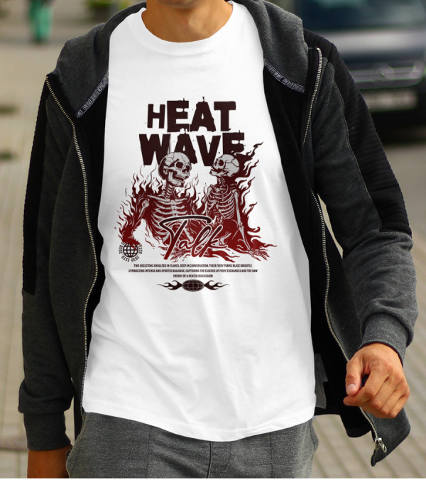 HEAT WAVE SKELETONS AND SECRETS IN THE FLAMES OF FALL T-Shirt