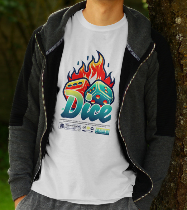 Dice Rolling Flames Exploding The Game Of Chance T-Shirt