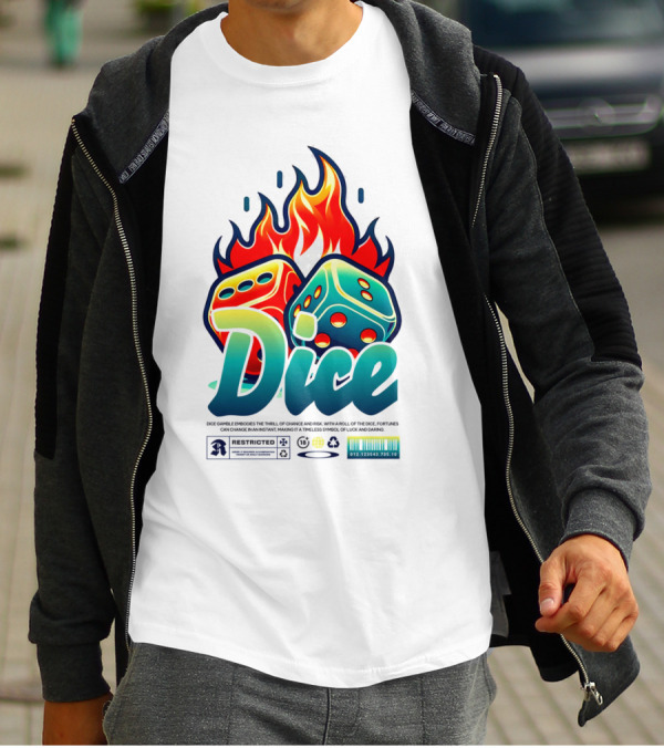 Dice Rolling Flames Exploding The Game Of Chance T-Shirt