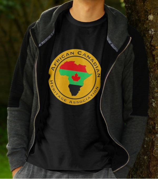 Papa Burgundy African Canadian Heritage Association African Map With Canadian Flag T-Shirt