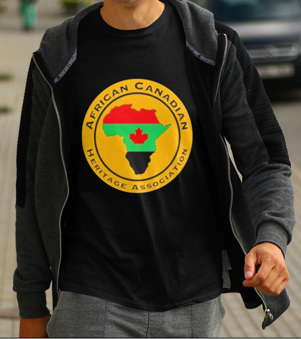 Papa Burgundy African Canadian Heritage Association African Map With Canadian Flag T-Shirt